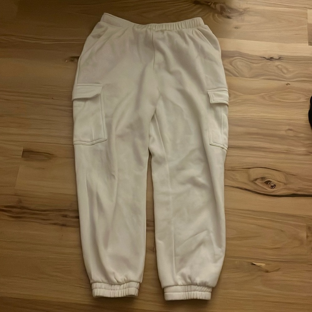 White Cargo Sweatpants